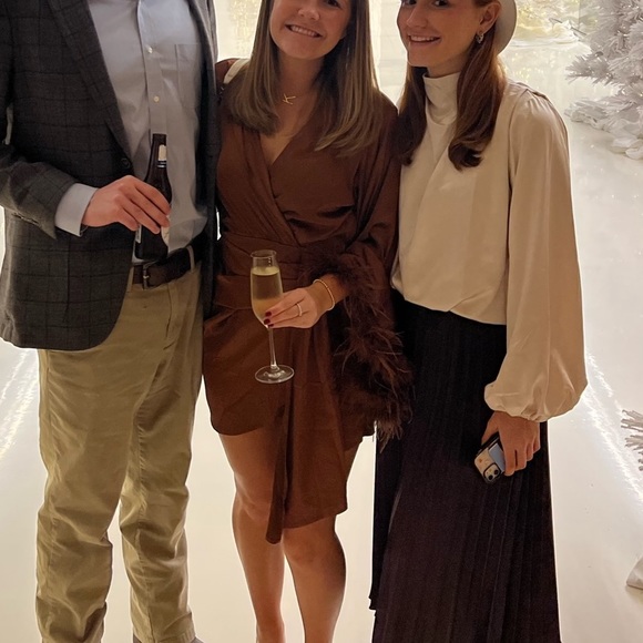 Kendall Lane Brown Feather Dress - Picture 1 of 7